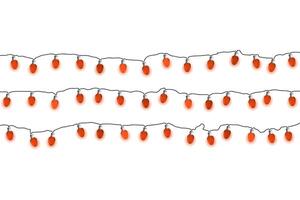 Lights bulbs on white background. Glowing red Christmas garlands string. New Year. vector