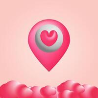 Navigation geotag for Valentine Day. Map pin with heart. vector
