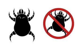 Dust mite black icon. Microscopic dangerous insect causes asthma, allergy, infection and dermatitis. vector