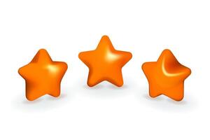 Orange and red 3D stars icons. Mobile, web, rank or award signs set. vector