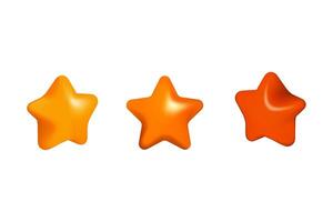 Orange and red 3D stars icons. Mobile, web, rank or award signs set. vector