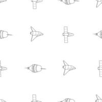 Rocket, shuttle and spaceship. Cosmos seamless pattern background. vector