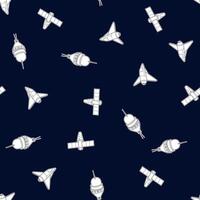 Rocket, shuttle and spaceship. Seamless pattern background. vector