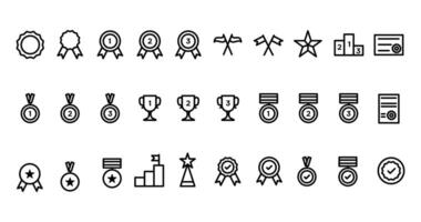Awards outline icons set. Reward signs design, medal, trophy and prize. vector
