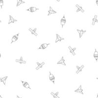 Rocket, shuttle and spaceship. Space ships seamless pattern background. vector