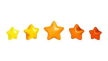 Yellow, orange and red 3D stars icons. Mobile, web, rank or award icons set. vector