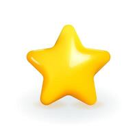 Yellow 3D star icon. Mobile, web, app or rating symbol. vector