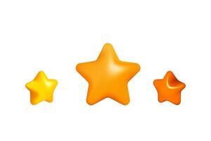 Yellow and orange 3D stars icons. Mobile, web, rank or award icons set. vector