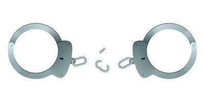Broken handcuffs. The perpetrator escaped. vector