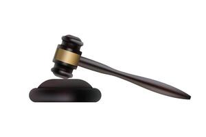 Judge gavel. Icon justice White background vector