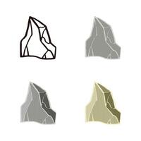Stone set cube sharp edges shape. Outline sketch, flat style and realistic. vector
