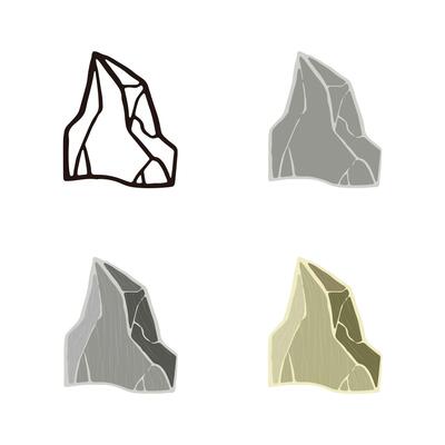 Stone set cube sharp edges shape. Outline sketch, flat style and realistic.