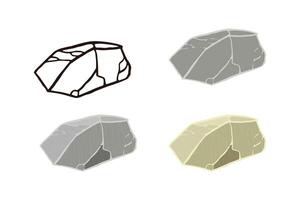 Stone set. Outline sketch, flat style and realistic. vector