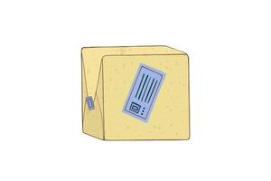 Parcel in a closed box. Post export. vector