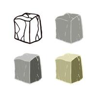 Stone set cube shape. Outline sketch, flat style and realistic. vector