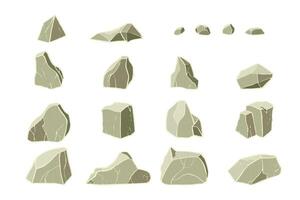 3D realistic stone collection. Rock texture. 3D blocks. vector