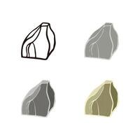 Granite stone set. Outline sketch, flat style and realistic. vector