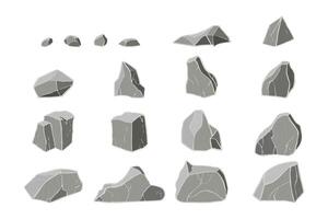 Gray realistic stone set. Different rock blocks. vector