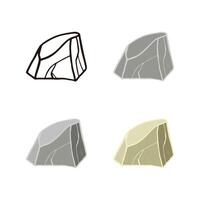 Stone set mountain. Outline sketch, flat style and realistic. vector