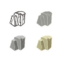 Stone set ruins shape. Outline sketch, flat style and realistic. vector