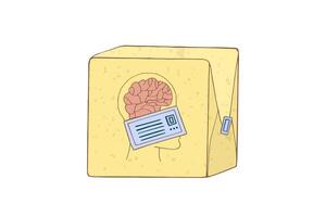 Brain drain concept. Smart people are leaving the country. Sending symbolizing mind. vector