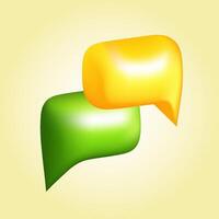 3d green and yellow bubble speeches. Messenger dialogue. Chat conversation template. vector