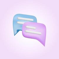 3d blue and violet bubble speeches. Messenger dialogue. Chat conversation template. vector