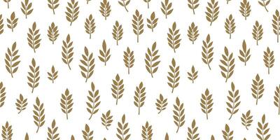 Abstract leaves seamless pattern design, gold and white illustration. Herbal background for wrapping, textile, fabric, decoration and wallpaper. vector