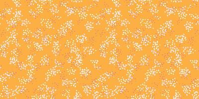 Seamless spotted pattern on a yellow background. hand drawn sketch. Plain ornament with abstract shape random dots, spots, drops snowflakes vector