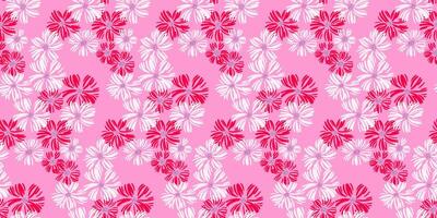Plain seamless abstract floral pattern on pink background. hand drawn organic shapes flowers repeated print. Blooming meadow ornament vector