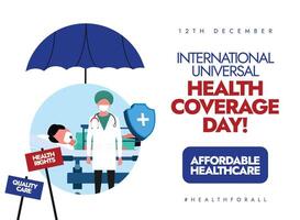 Universal Health Coverage day 12th December banner, background, post. vector