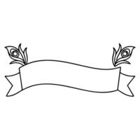 A black and white drawing of a banner with a feather vector