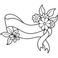 A flower and ribbon coloring page vector