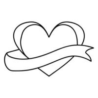 Heart with ribbon coloring pages vector