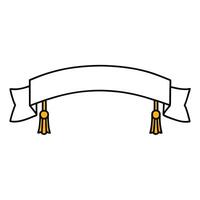 A white ribbon with tassels on it vector