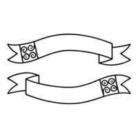 Ribbons and scrolls in black and white vector