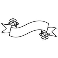A black and white drawing of a banner with flowers vector