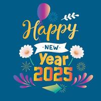 Happy new year 2025 wish t-shirt text typography design vector