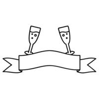 Two champagne glasses with ribbon on a white background vector