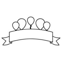 A black and white drawing of balloons with a banner vector