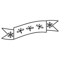 A black and white drawing of a banner with three dragonflies vector