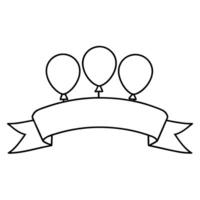 Three balloons with ribbon on a white background vector