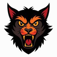 Ferocious Cat Head Art vector