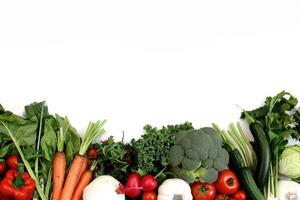 Fresh vegetables background, white background with vegetables photo