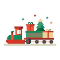 Christmas Train in White Scene vector