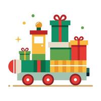 Santas Train with Presents vector