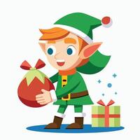 Child with Christmas Bag vector