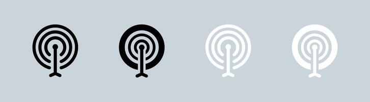 Frequency icon set in black and white. Radio signs illustration. vector