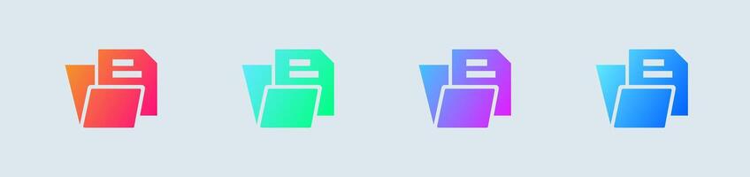 Record solid icon in gradient colors. Report signs illustration. vector