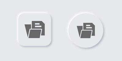 Record solid icon in neomorphic design style. Report signs illustration. vector